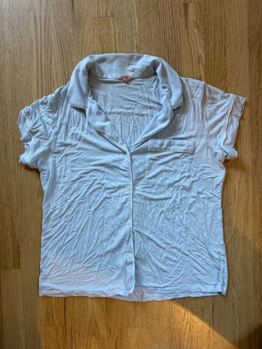 Eberjey Bamboo Button-Down Short Pajama Set Size Large | Light Blue